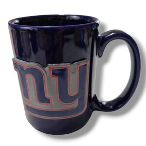 New York Giants Mug With Metal NY Logo Football NFL Team Mug Coffee Mug Tea Cup
